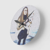 犬, ライカ, 動物たち ラウンド壁時計 (傾斜)