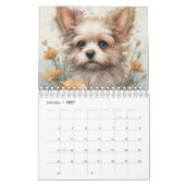犬、ワンちゃん、犬の花 カレンダー (1月 2027)