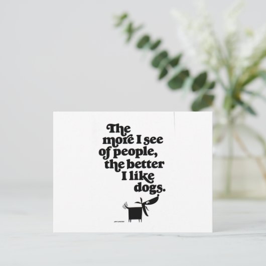 犬 – 人よりも良い？ ポストカード (スタンド正面)