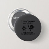 犬 人間 幸せ 頭 かぎ針編み 苦痛 H 缶バッジ (正面&裏面)