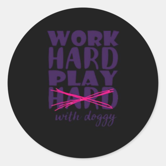 犬 – 作業懸命。ドッ遊グ・エッ遊セとそう懸命 ラウンドシール (正面)