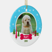 犬/子犬のクリスマス – 冬のワンダーランド セラミックオーナメント (右)