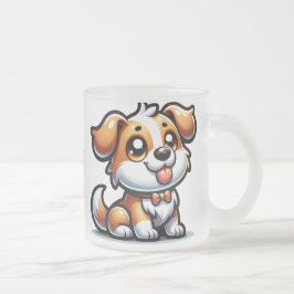 犬、子犬の愛 フロストグラスマグカップ