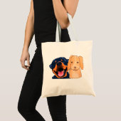 犬、子犬、動物 トートバッグ (正面(商品))