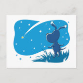 犬 子犬 流れ星 夜 青い 星空 ポストカード (正面)