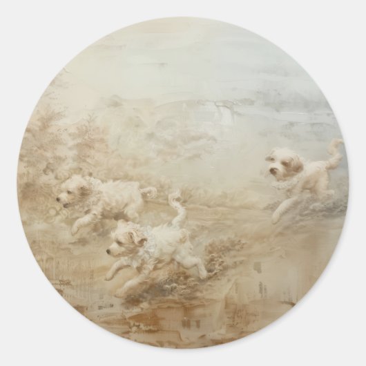 犬 – 文房具用の丸いシール ラウンドシール (正面)