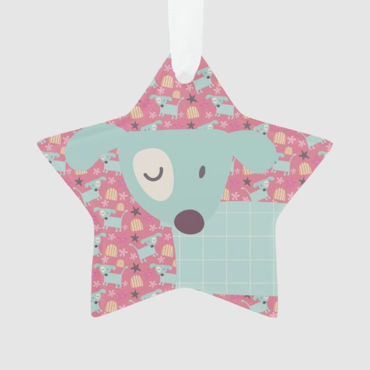 犬、星、花 オーナメント (正面)