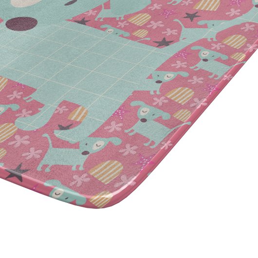 犬、星、花 カッティングボード (角)