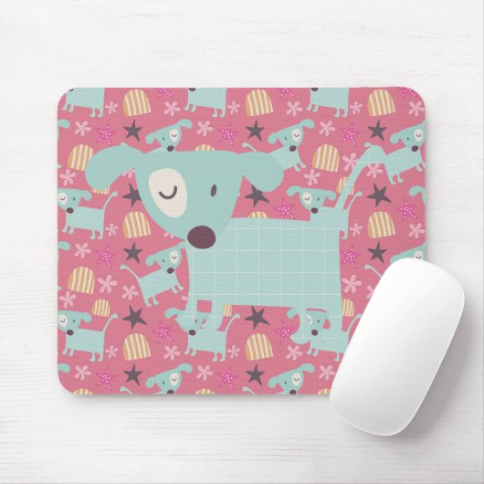 犬、星、花 マウスパッド (マウス)