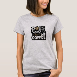 犬・本・コーヒーティー Tシャツ