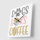 犬 本 コーヒー スクエア壁時計 (傾斜)