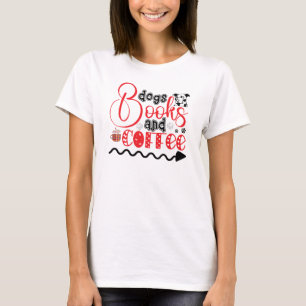 犬、本、コーヒー Tシャツ