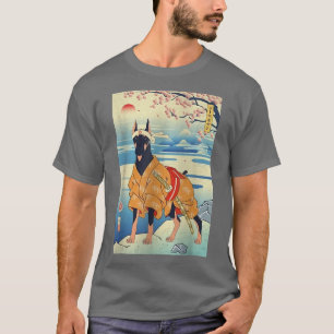 犬(犬)ドーベルマン・ピンシェルサムライ浮世絵春(2) Tシャツ