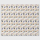 犬、猫、ネズミなど、かわいいペットの包み紙 ラッピングペーパー (フラット)