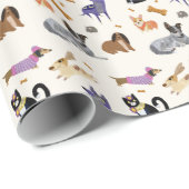 犬、猫、ネズミなど、かわいいペットの包み紙 ラッピングペーパー (ロールコーナー)