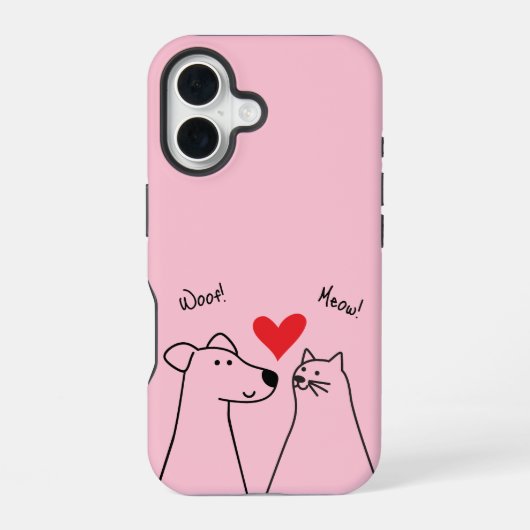 犬、猫、愛 iPhone 16ケース (裏面)