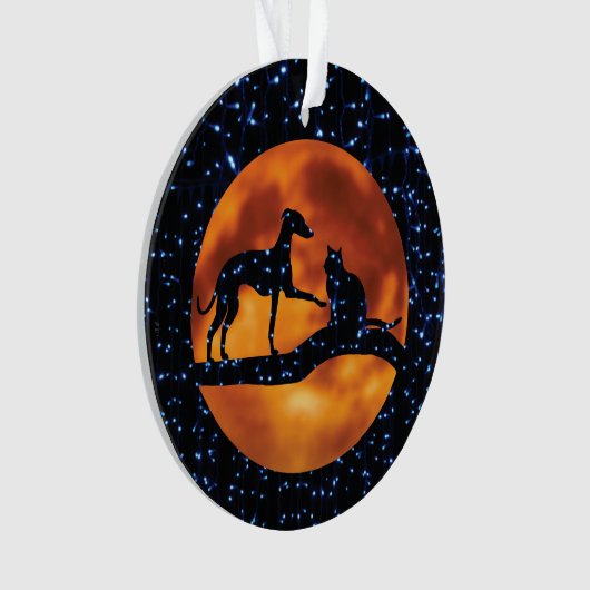 犬、猫、月 オーナメント (正面)