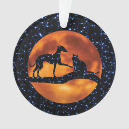 犬、猫、月 オーナメント