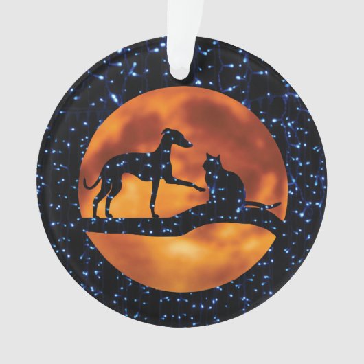 犬、猫、月 オーナメント (正面)