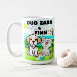 犬、猫、羽毛の中の自然 コーヒーマグカップ