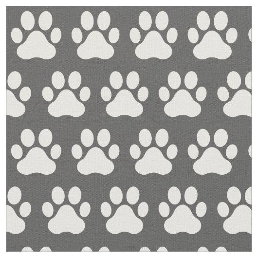 犬 猫 肉球 グレー 白 ファブリック (クローズアップ)