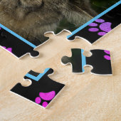 犬 猫 青 紫 ピンク 肉球 プリント ペット 写真 ジグソーパズル (側面)