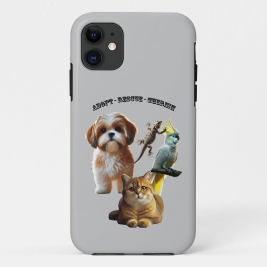 犬、猫、鳥、トカゲURMとのペット養子縁組 Case-Mate iPhoneケース (裏面)