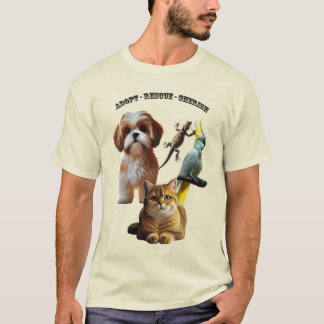 犬、猫、鳥、トカゲURMとのペット養子縁組 Tシャツ