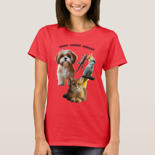犬、猫、鳥、トカゲURMとのペット養子縁組 Tシャツ