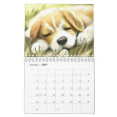 犬,眠っている犬 カレンダー (1月 2027)