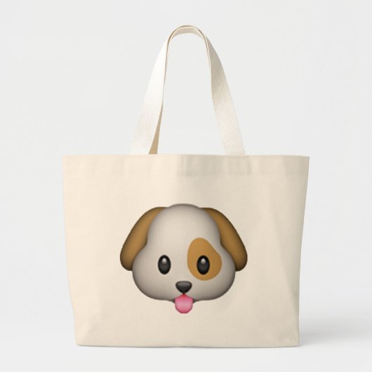 犬 – 絵文字 ラージトートバッグ (正面)