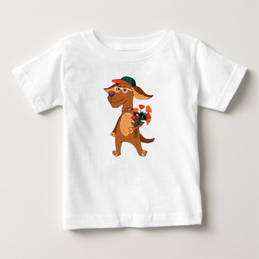犬、自然、漫画の犬 ベビーTシャツ (正面)