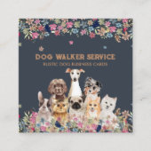 犬 花 ゆるやかなペットサービス フラワー スクエア名刺 (正面)