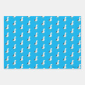 犬、花、カモメ、3つのギフトラップの格子模様セット ラッピングペーパーシート (正面3)