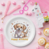 犬 誕生日おめでとう ペーパープレート (パーティー)