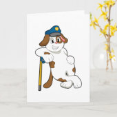 犬 警察官 警察の帽子 カード (黄色い花)
