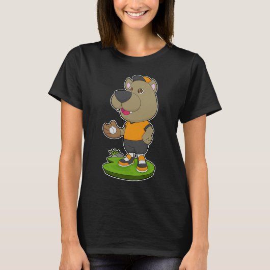犬 野球 野球のグローブ Tシャツ (正面)
