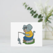 犬 釣り フィッシャー 釣り竿 ポストカード (スタンド正面)