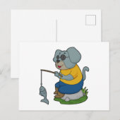 犬 釣り フィッシャー 釣り竿 ポストカード (正面/裏面)