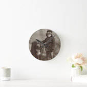 犬、C1885を持つ子供 ラウンド壁時計 (ホーム)