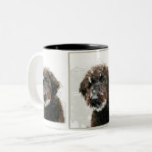 犬: labradoodleの絵画 ツートーンマグカップ (正面左)