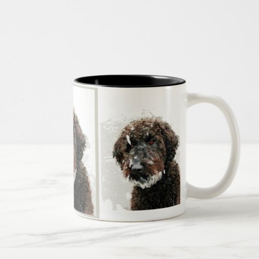 犬: labradoodleの絵画 ツートーンマグカップ (右)