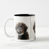 犬: labradoodleの絵画 ツートーンマグカップ (左)