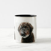犬: labradoodleの絵画 ツートーンマグカップ (中央)