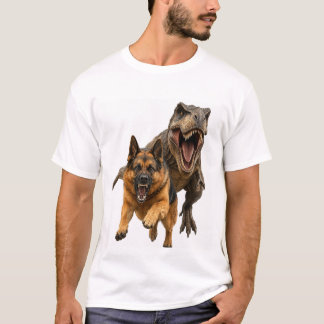 犬 vs 恐竜 エピックバトル Tシャツ