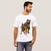 犬 vs 恐竜 エピックバトル Tシャツ (正面フル)