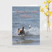 犬- Yayyが付いているバースデー・カードそれはあなたの誕生日です カード (黄色い花)