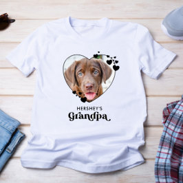 犬GRANDPAパーソナライズされたハート犬ラバーペットフォト Tシャツ