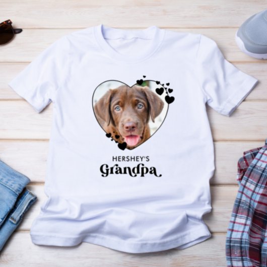 犬GRANDPAパーソナライズされたハート犬ラバーペットフォト Tシャツ