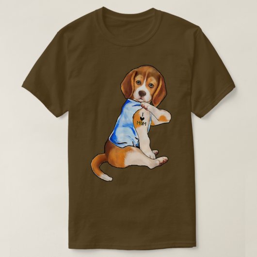 犬I愛ママTattoo Beagle犬の恋人の女性のギフト Tシャツ (デザイン正面)